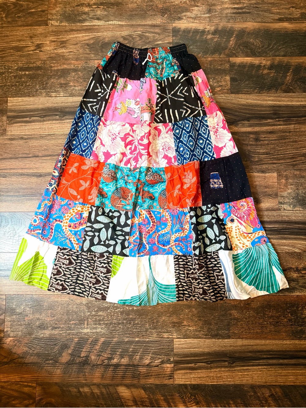 Bohemian patchwork maxi skirt size One Size
